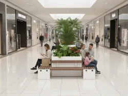 isola quadrata con fioriera plastica riciclata smart viva per centri commerciali foto1