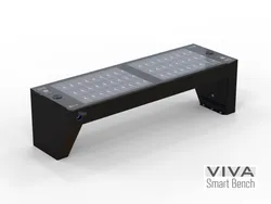 panchina VIVA smart bench senza schienale fotovoltaica hybrid portal hotspot wifi 2 nera