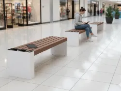 panchina smart viva senza schienale per centri commerciali plastica e acciaio foto