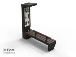 panchina viva smart bench ADV SIGNAGE con totem fotovoltaico retro