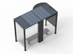 pensilina attesa bus con fotovoltaico arredo urbano acciaio 3mt 2