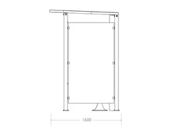 prospetto laterale pensilina attesa bus con fotovoltaico arredo urbano acciaio 3mt