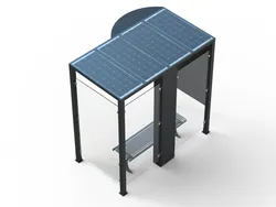 pensilina attesa bus con fotovoltaico arredo urbano acciaio 3
