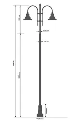 Cast Iron and Steel Pole with 311 Base, 505 Shepherd's Crook Top, and 622029 Lamp Attachment