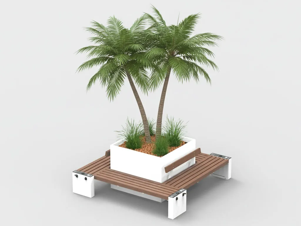 isola quadrata con fioriera plastica riciclata smart viva per centri commerciali foto