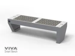 Smart VIVA FULL Intelligent Solar Powered Bench Charging IOT ready , WIRELESS recharge devices, USB, LED lighting