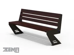 ZENA SMART bench in steel and wood planks, length 1.7 meters, electric mains-operated, USB charging, LED backlight