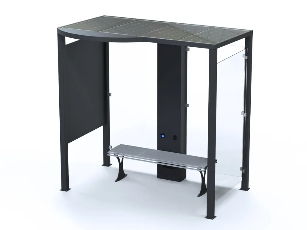 Smart bus shelter with smart central totem