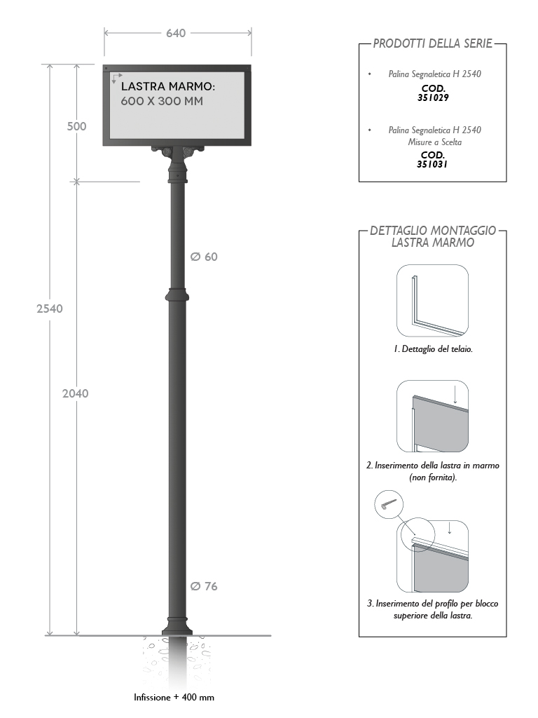palina segnaletica artistica ghisa cod 351029 351031